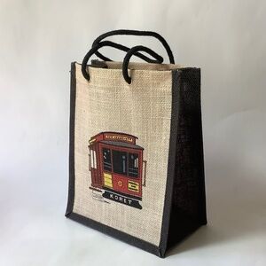 Koret San Francisco cable car burlap tote bag